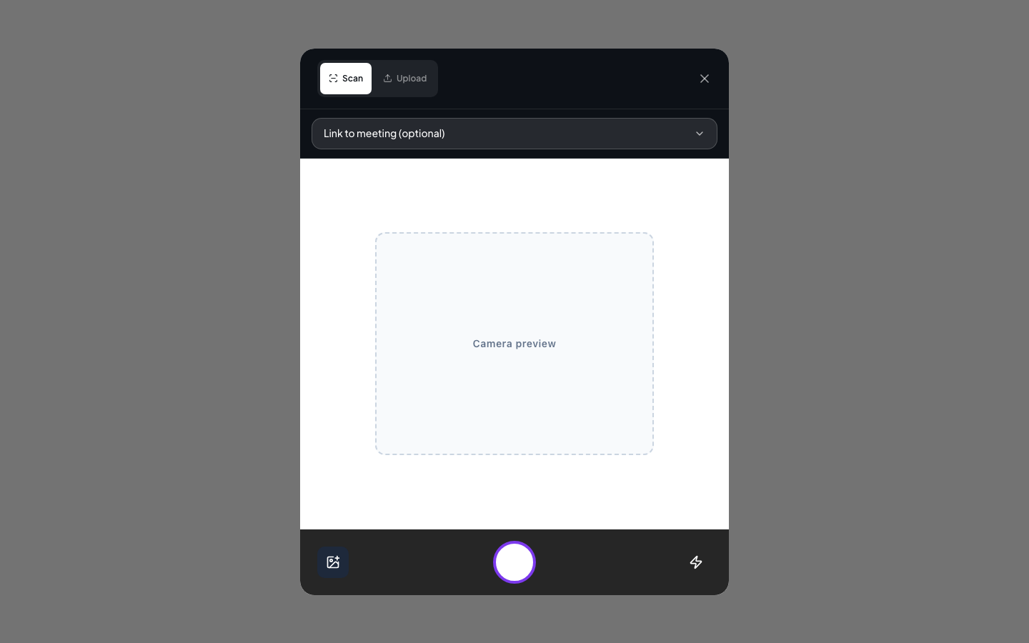 KynNote scan notes interface with camera preview